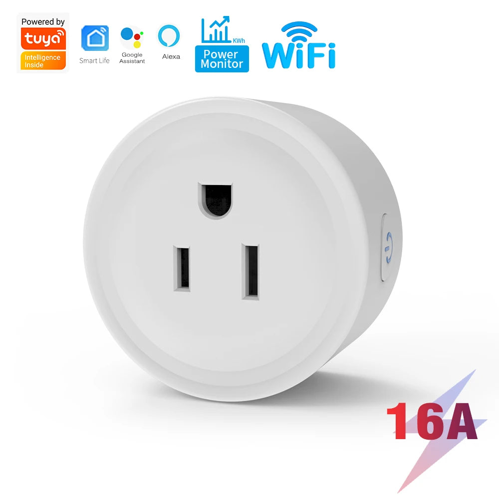 SIXWGH Tuya Smart Socket WIFI 16A/20A EU US UK AU Plug With Monitoring Timing Function Smart Home Electronic Power Outlet Alexa