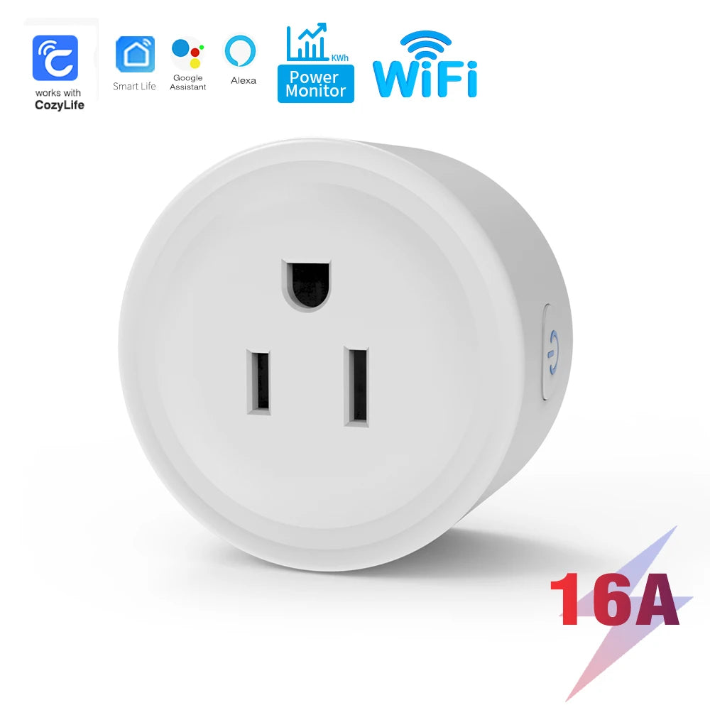 SIXWGH Tuya Smart Socket WIFI 16A/20A EU US UK AU Plug With Monitoring Timing Function Smart Home Electronic Power Outlet Alexa