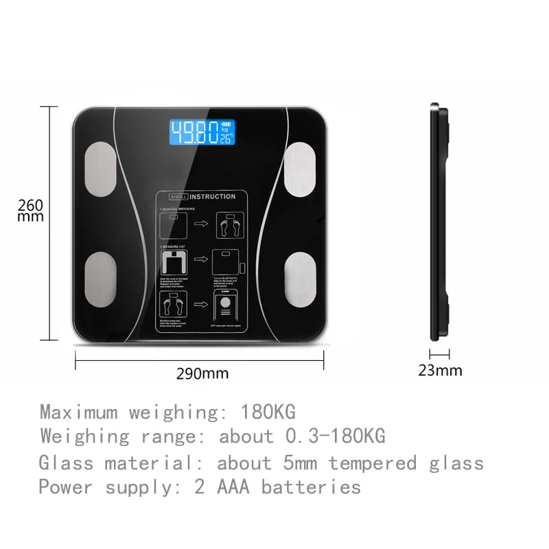 AIWILL HOT Bathroom Scales LED Screen Body Grease Electronic Weight Scale Body Composition Analysis Health Scale Smart Home Gift